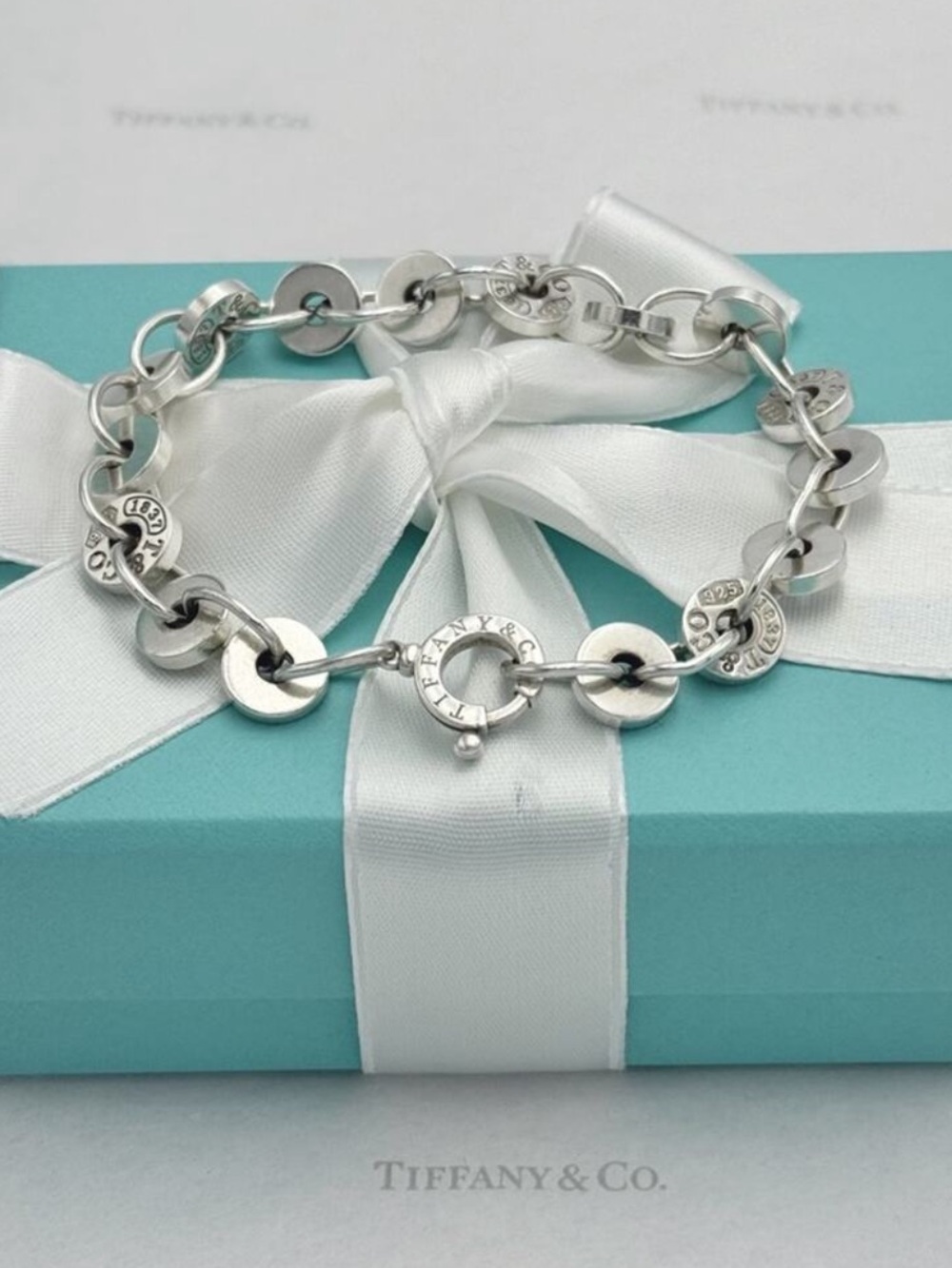 Tiffany & Co. 1837 Circle Bracelet Sterling Silver 925 Gift Box, Ribbon & Pouch